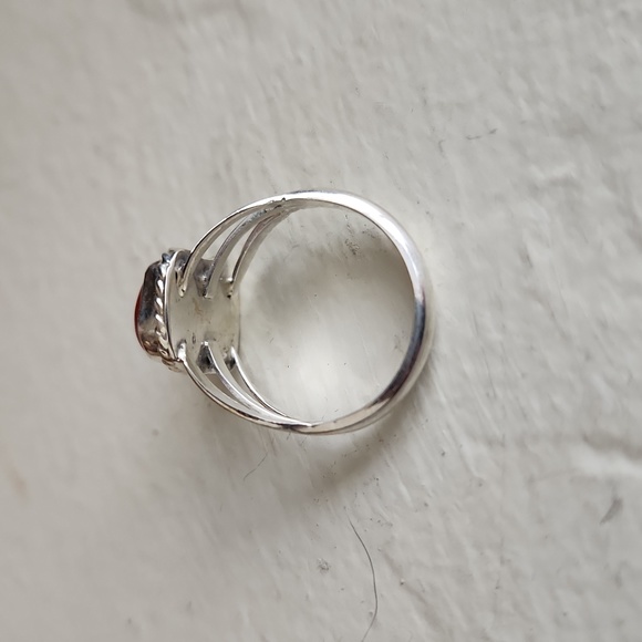 Gorgeous NWOT Native American Navajo Handmade Coral & Sterling Ring ♥️🎁💍 - Picture 3 of 13